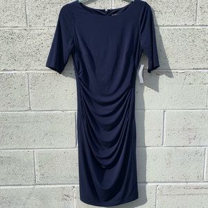 ⭐️NWT VINCE CAMUTO navy blue runched dress size 6